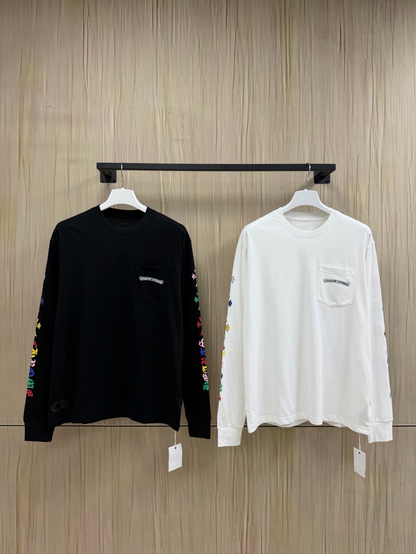 B 크ㄹ하츠ST 멀티컬러 세메터리 크로스 롱슬리브 2컬러
