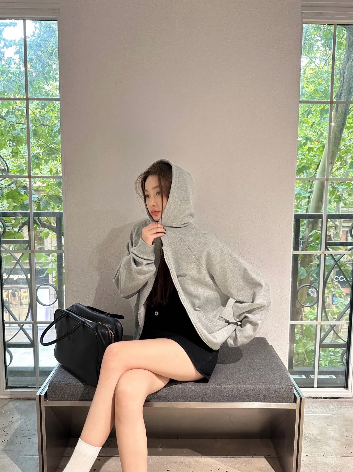 B 크ㄹ하츠ST 세메터리 크로스 후드집업 2컬러