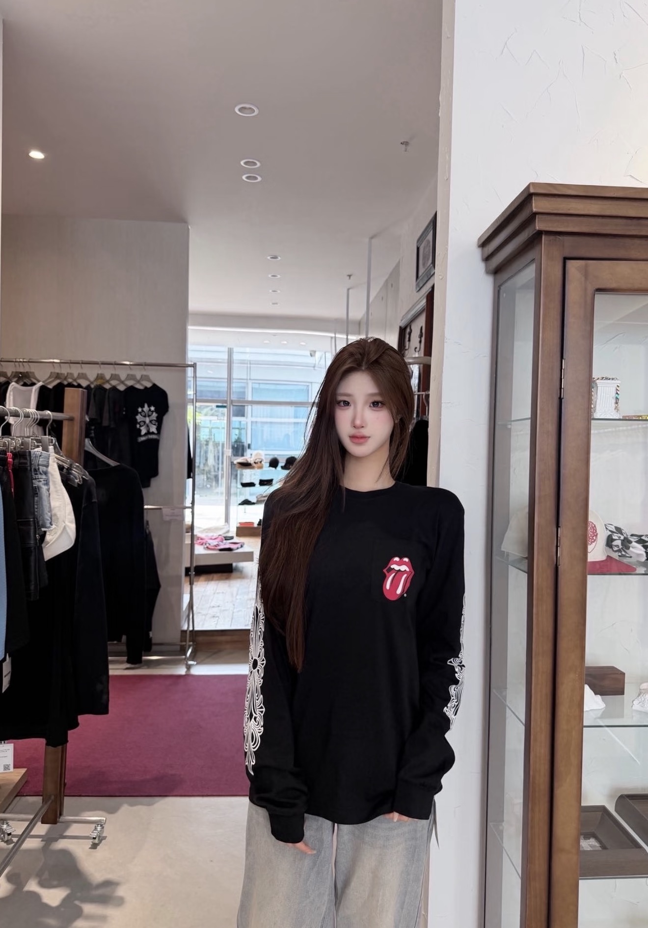 B 크ㄹ하츠 X 롤링 스톤즈ST 홀스슈 롱슬리브